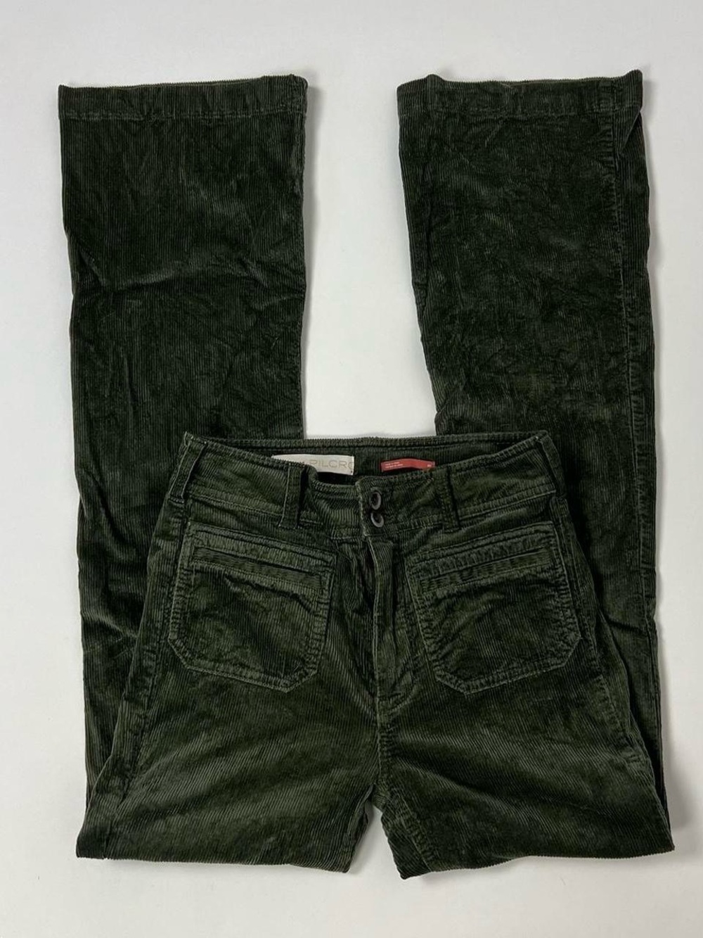 Pilcro olive Green Corduroy flare Jeans